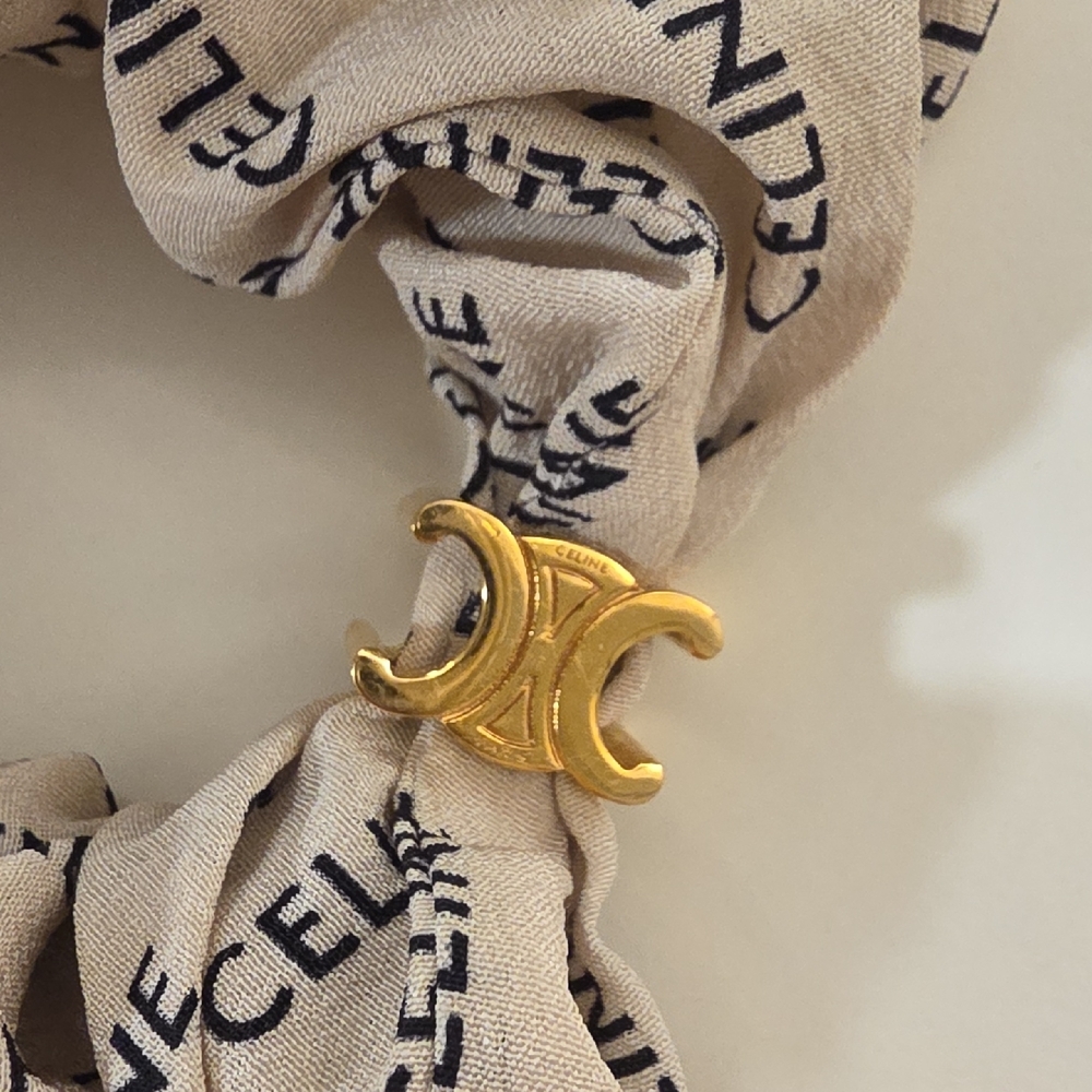 Celine Cream Logo Print Scrunchie - Picture 4 of 4